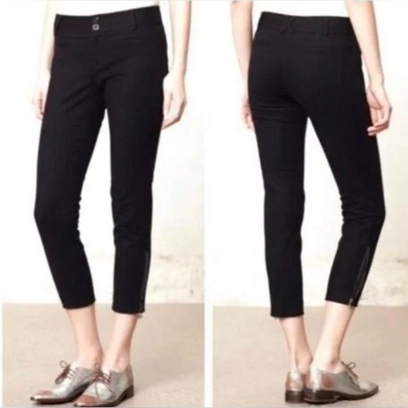 Anthropologie Cartonnier Black Ankle Zip Charlie Trousers - Picture 2 of 8